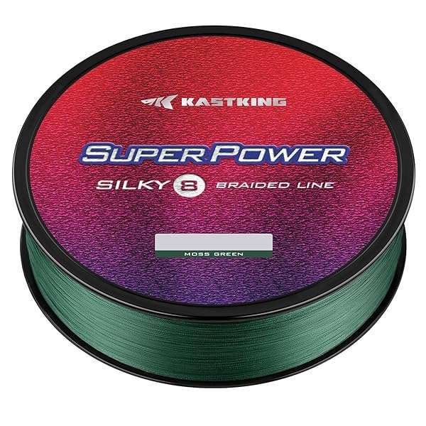 KastKing Superpower Silky8 Braided Fishing Line 20LB 300Yds - Moss Green, 8 Strand for Ultimate Strength & Durability
