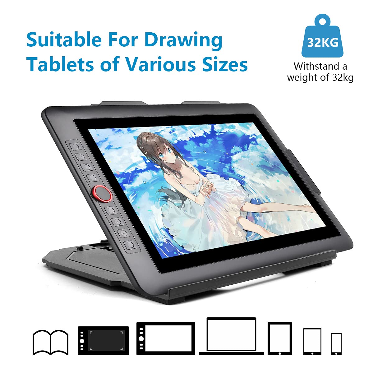 Adjustable Drawing Tablet and Laptop Stand with Phone Holder for 12-17 inch Devices 9 Levels of Angle Flexibility Foldable Design - View 5 of 9