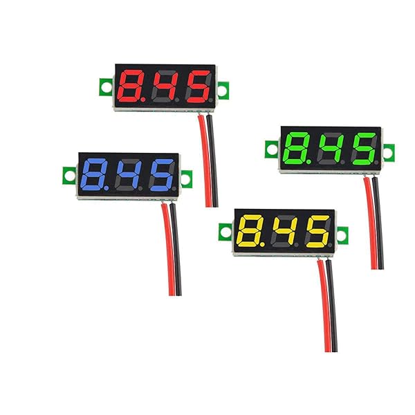 diymore Diymore 8pcs Mini Digital Voltmeter 0.28 Inch 2 Wire DC 2.5V to 30V LED Voltage Tester in Blue Yellow Red Green - View 3 of 5