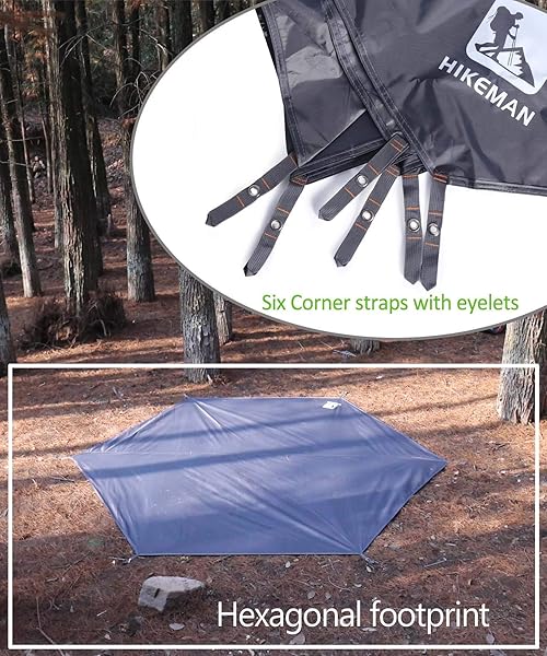 HIKEMAN Hikeman Hexagonal Tent Footprint Ultralight Waterproof Ground Sheet Mat for 1-4 Person Camping Hiking Picnic Backpacking - View 6 of 7