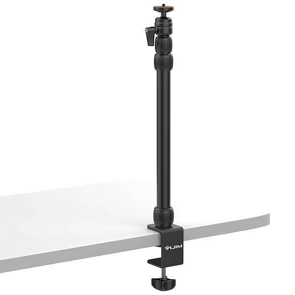 jusmo "JUSMO Adjustable Camera Desk Mount Stand: 16-34" Aluminum Light Stand for DSLR, Ring Light & Webcam"
