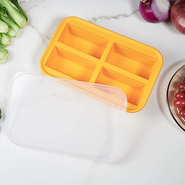 Bangp Bangp Silicone Freezer Trays with Lid 2 Pack Easy Release for Soup Ice Cubes and Leftovers Makes 8 Perfect 1 Cup Portions - View 3 of 7