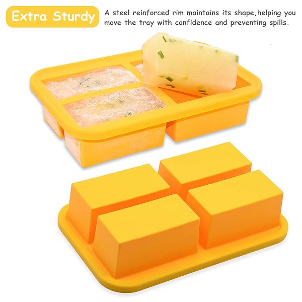 Bangp Bangp Silicone Freezer Trays with Lid 2 Pack Easy Release for Soup Ice Cubes and Leftovers Makes 8 Perfect 1 Cup Portions - View 4 of 7