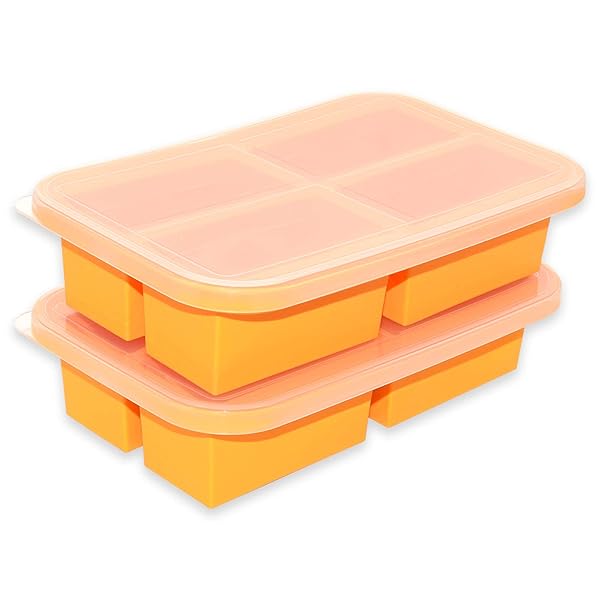 Bangp Bangp Silicone Freezer Trays with Lid 2 Pack Easy Release for Soup Ice Cubes and Leftovers Makes 8 Perfect 1 Cup Portions - View 2 of 7