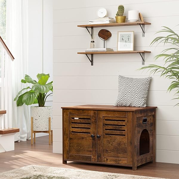 DINZI LVJ DINZI LVJ Floating Wall Shelves 23.6 x 7.9 Inch Easy to Install Sturdy Metal Brackets for Living Room Bathroom Kitchen Rustic Brown - View 6 of 10