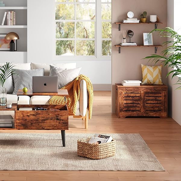 DINZI LVJ DINZI LVJ Floating Wall Shelves 23.6 x 7.9 Inch Easy to Install Sturdy Metal Brackets for Living Room Bathroom Kitchen Rustic Brown - View 8 of 10