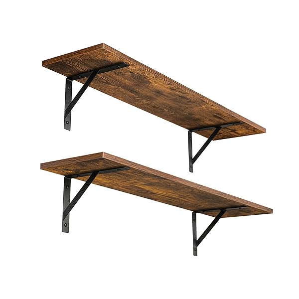 DINZI LVJ DINZI LVJ Floating Wall Shelves 23.6 x 7.9 Inch Easy to Install Sturdy Metal Brackets for Living Room Bathroom Kitchen Rustic Brown