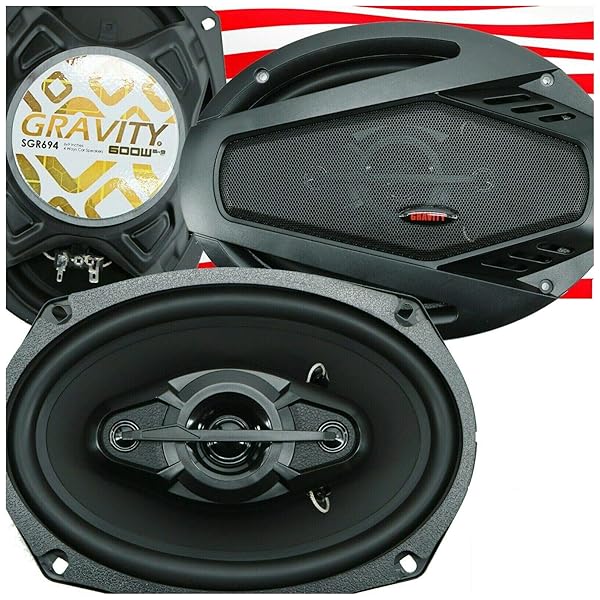 Gravity Gravity SGR694 6x9 Inch 4 Way Car Audio Speakers 600 Watts Full Range with Alpha Solid Rubber Cones 4 Ohms 94 dB Sensitivity Pair - View 2 of 8