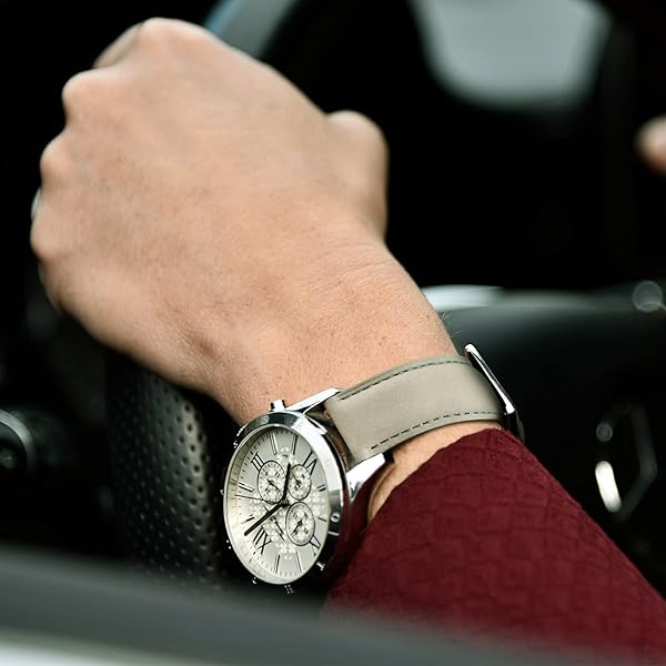 Ritche Ritche Quick Release Leather Watch Band Classic Gray Silver 18mm 19mm 20mm 21mm 22mm 23mm 24mm Durable Strap for Men and Women - View 3 of 7