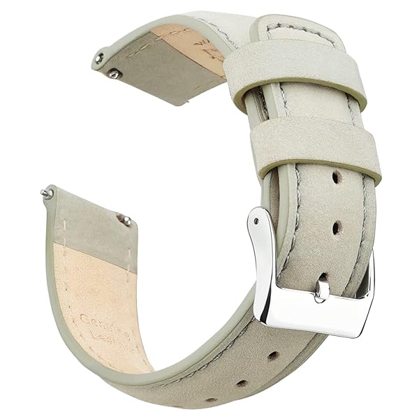 Ritche Ritche Quick Release Leather Watch Band Classic Gray Silver 18mm 19mm 20mm 21mm 22mm 23mm 24mm Durable Strap for Men and Women