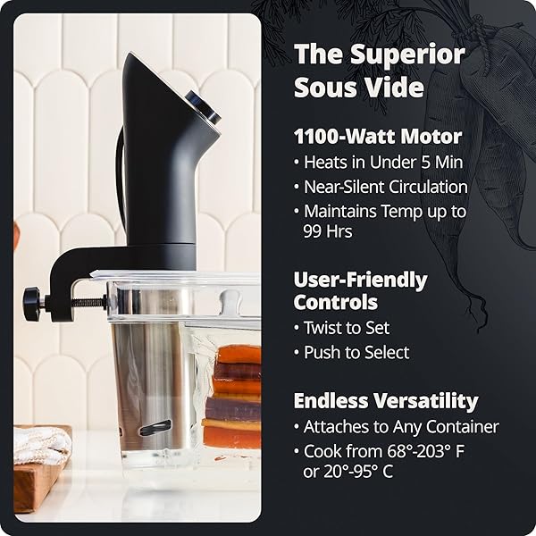 Greater Goods Greater Goods Kitchen Sous Vide Machine Precision Cooker Immersion Circulator Brushless Motor 1100 Watts Onyx Black - View 6 of 6