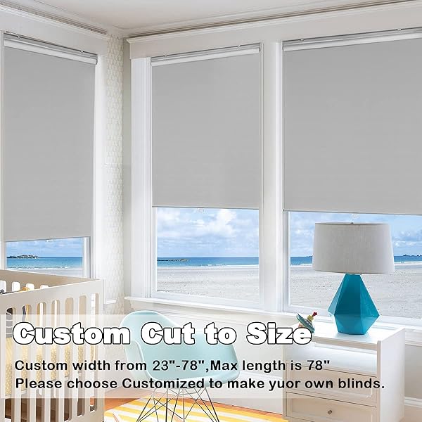 Persilux Persilux Cordless Roller Window Shades 26x72 Light Grey 100% Blackout UV Protection Energy Saving Blinds for Home and Office Easy Install - View 4 of 9