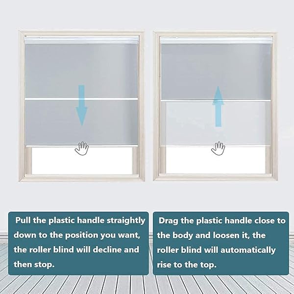 Persilux Persilux Cordless Roller Window Shades 26x72 Light Grey 100% Blackout UV Protection Energy Saving Blinds for Home and Office Easy Install - View 9 of 9