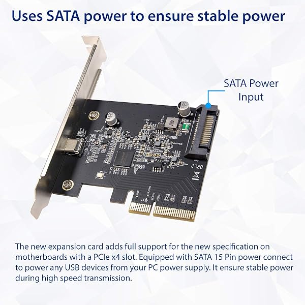 IO CREST IO CREST USB C 3.2 Gen 2x2 Type C 20 Gbps PCIe Gen 3 x4 Expansion Card SATA Powered ASMedia ASM3242 for High Speed Data Transfer - View 3 of 5