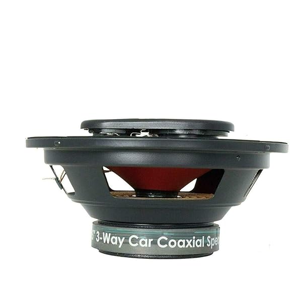Audiobank Audiobank 2X 6.5 Inch 400 Watts 4 Way Red Car Audio Stereo Coaxial Speakers with Rubber Coated Cloth Surround and -90dB Sensitivity - View 6 of 7