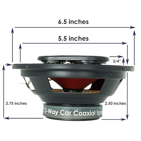 Audiobank Audiobank 2X 6.5 Inch 400 Watts 4 Way Red Car Audio Stereo Coaxial Speakers with Rubber Coated Cloth Surround and -90dB Sensitivity - View 7 of 7