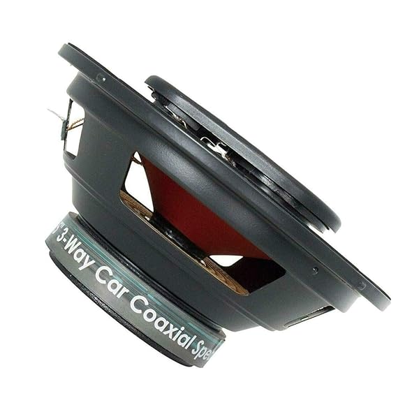 Audiobank Audiobank 4X 6.5 Inch 800 Watts Peak Power 3 Way Red Car Audio Stereo Coaxial Speakers with Rubber Coated Cloth Surround - View 3 of 6