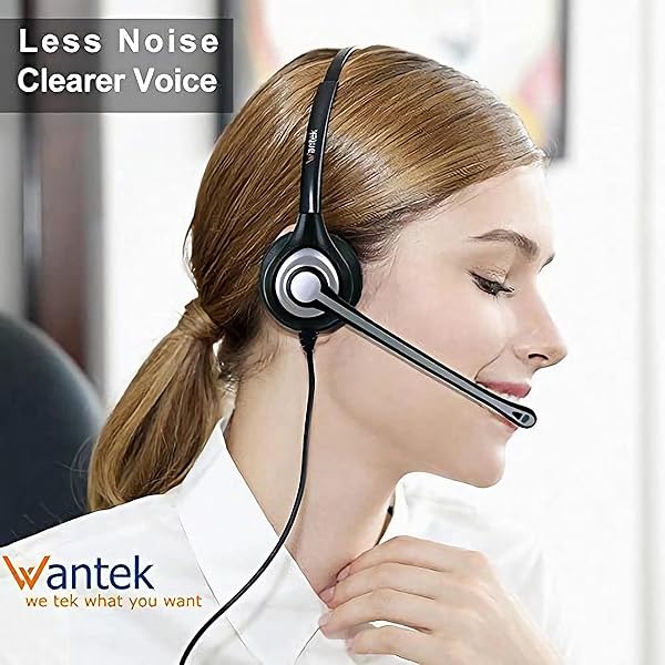 Wantek Wantek Cisco Phone Headset with Noise Cancelling Microphone Compatible with Cisco Office Phones and Plantronics M12 M22 - View 4 of 7