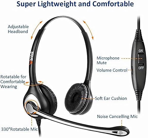 Wantek Wantek Cisco Phone Headset with Noise Cancelling Microphone Compatible with Cisco Office Phones and Plantronics M12 M22 - View 5 of 7