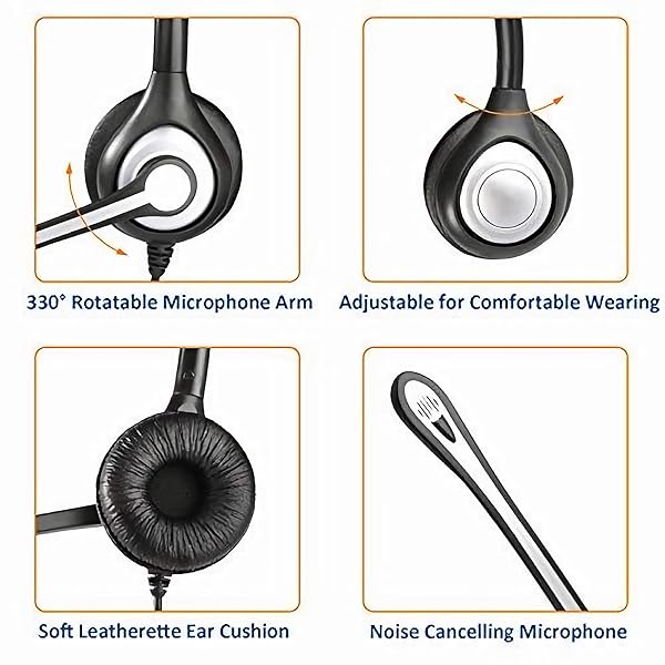 Wantek Wantek Cisco Phone Headset with Noise Cancelling Microphone Compatible with Cisco Office Phones and Plantronics M12 M22 - View 7 of 7