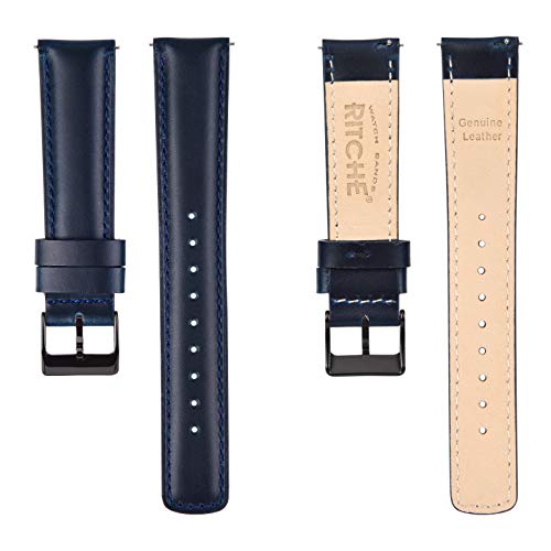 Ritche Ritche Quick Release Leather Watch Band 22mm Dark Blue Black Classic Strap for 18mm 19mm 20mm 21mm 23mm 24mm Watches - View 5 of 7