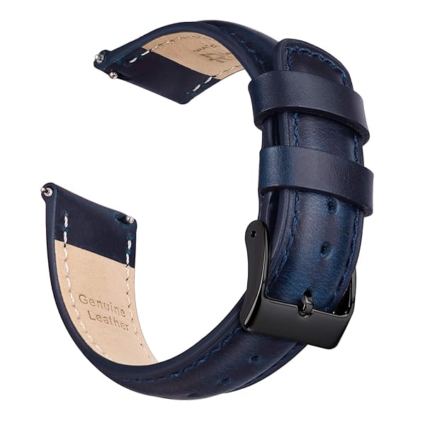 Ritche Ritche Quick Release Leather Watch Band 22mm Dark Blue Black Classic Strap for 18mm 19mm 20mm 21mm 23mm 24mm Watches