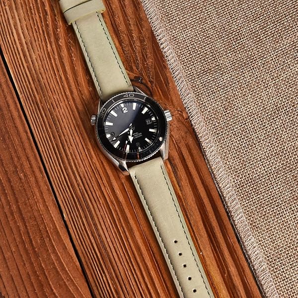 Ritche Ritche Quick Release Leather Watch Band 18mm 19mm 20mm 21mm 22mm 23mm 24mm Classic Gray and Black Strap - View 2 of 7