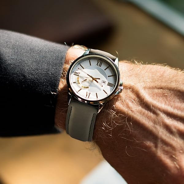 Ritche Ritche Quick Release Leather Watch Band 20mm Gray Black Classic Strap for Stylish Timepieces - View 3 of 7