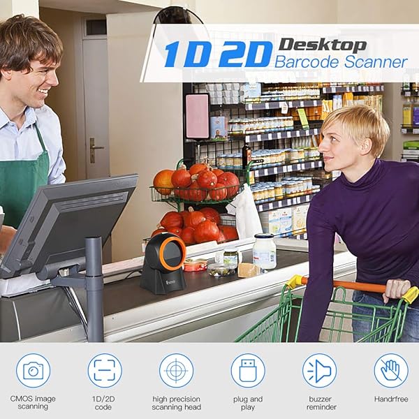 Eyoyo Eyoyo Hands-Free 1D 2D Desktop Barcode Scanner QR Reader for Warehouse Supermarket Retail Store Bookstore POS System - View 5 of 9