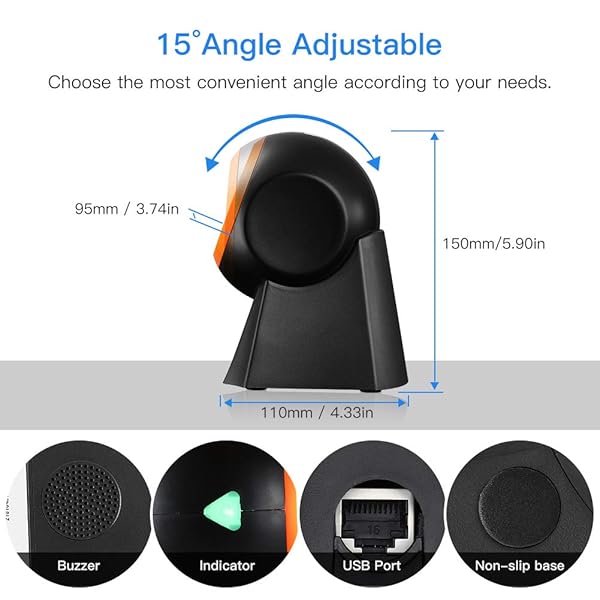 Eyoyo Eyoyo Hands-Free 1D 2D Desktop Barcode Scanner QR Reader for Warehouse Supermarket Retail Store Bookstore POS System - View 8 of 9