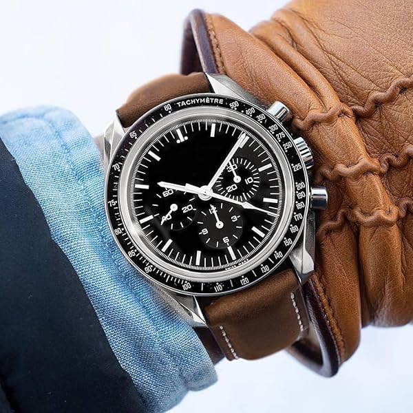 Ritche Ritche Quick Release Leather Watch Band 18mm to 24mm Saddle Brown White Gold Classic Strap - View 3 of 7