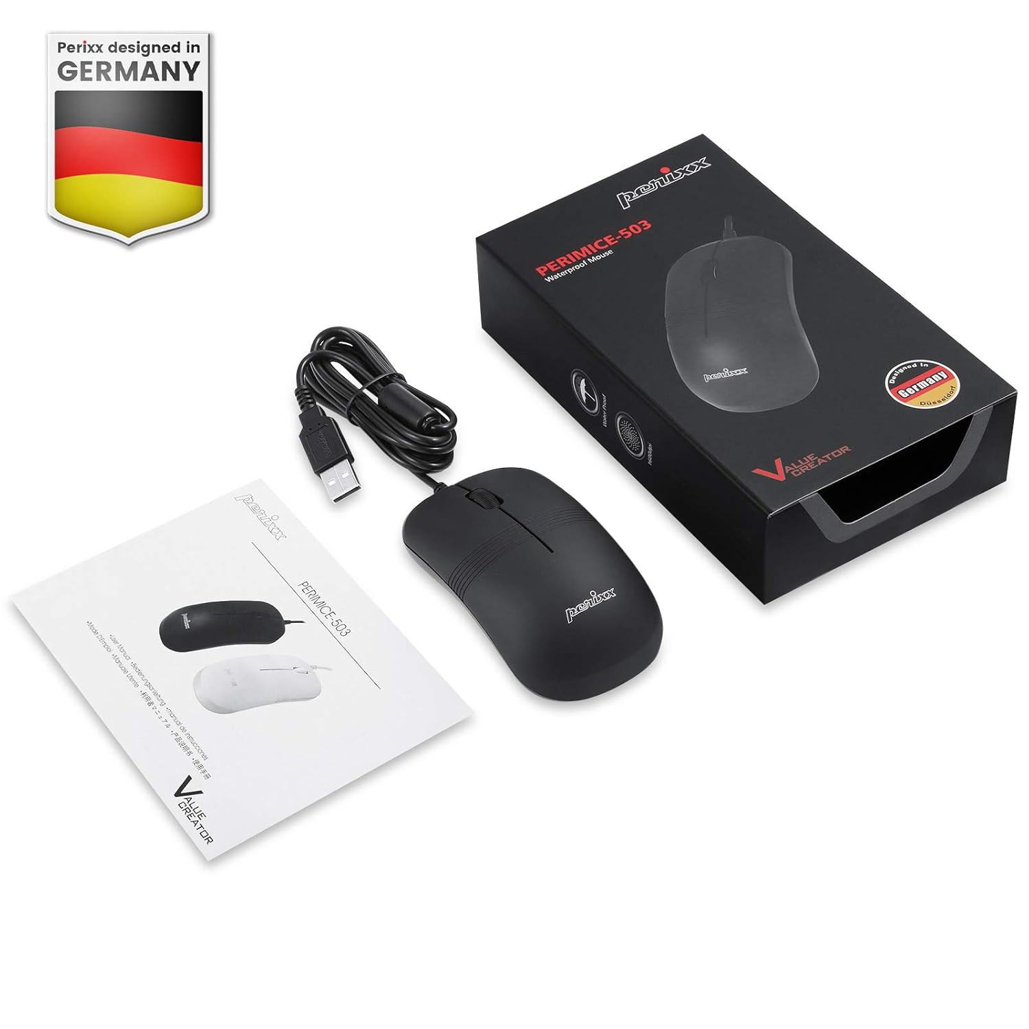 Perixx Perixx PERIMICE 503B Wired Optical Washable Mouse Black for Comfortable and Efficient Use - View 7 of 7