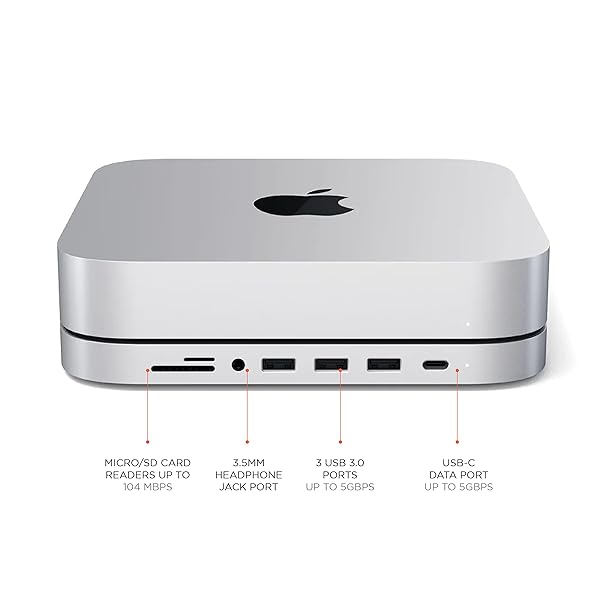 Satechi Satechi USB-C Hub & Stand for M1/M2 Mac Mini & Studio - Data Ports, Card Readers & Headphone Jack - View 3 of 7