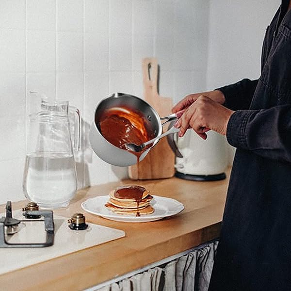 Fracoda Fracoda 2.0 Quart Stainless Steel Saucepan with Glass Lid and Strainer Induction Cooking Pot for Versatile Kitchen Use - View 6 of 8