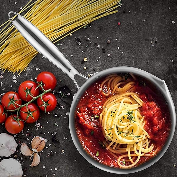 Fracoda Fracoda 2.0 Quart Stainless Steel Saucepan with Glass Lid and Strainer Induction Cooking Pot for Versatile Kitchen Use - View 8 of 8