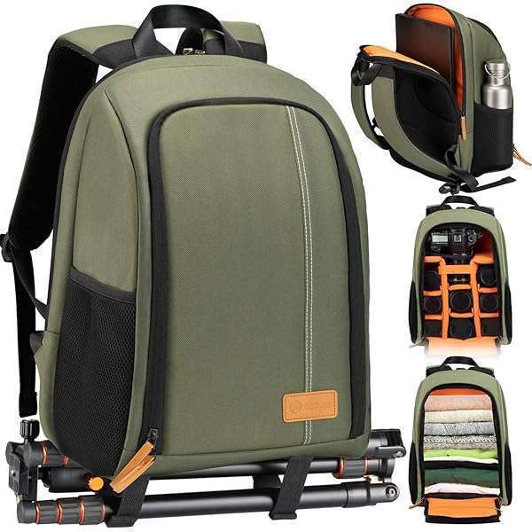 TARION "Waterproof TARION Camera Backpack: Large Capacity Bag for Photographers with 15" Laptop Compartment & Rain Cover - Ideal for Men & Women"