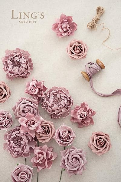 Ling's moment Ling's Moment Dusty Rose Artificial Flowers Combo for DIY Wedding Bouquets Centerpieces Bridal Shower Party Home Decorations 23pcs - View 2 of 3