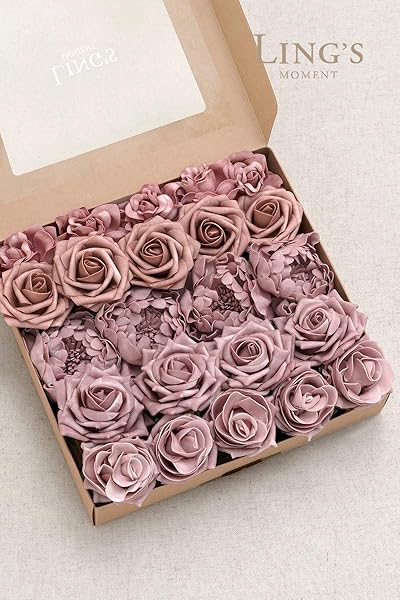 Ling's moment Ling's Moment Dusty Rose Artificial Flowers Combo for DIY Wedding Bouquets Centerpieces Bridal Shower Party Home Decorations 23pcs - View 3 of 3