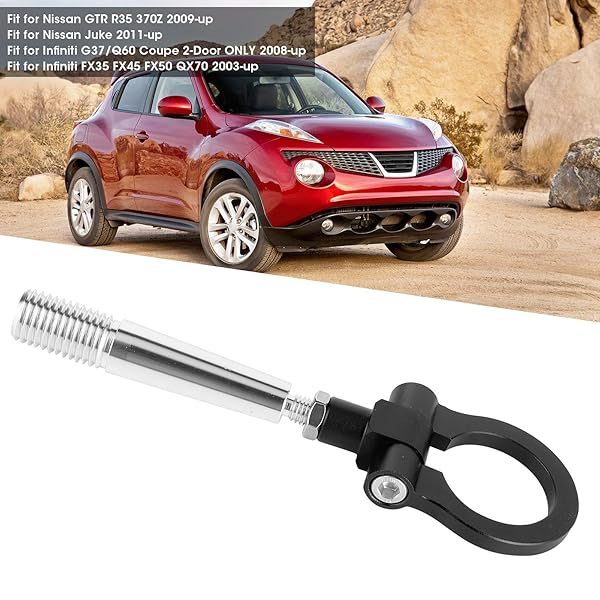 Aramox Screw on Tow Hook for JDM Car Front Bumper Track Racing Towing Ring Fit for FX35 FX45 FX50 QX7 Black - View 2 of 9