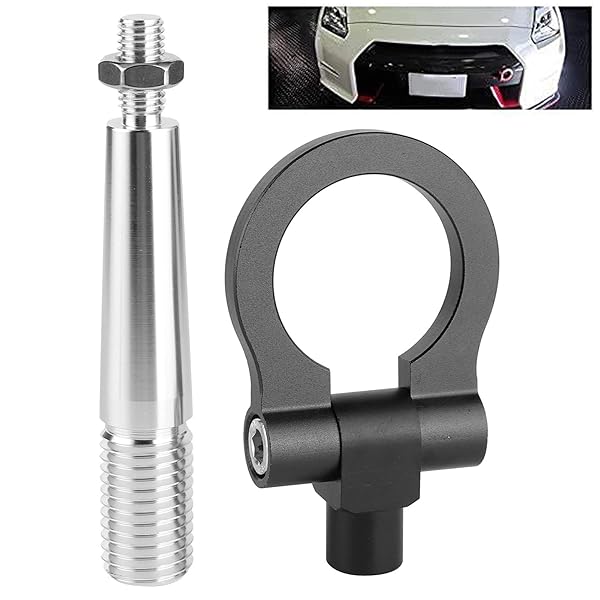 Aramox Screw on Tow Hook for JDM Car Front Bumper Track Racing Towing Ring Fit for FX35 FX45 FX50 QX7 Black - View 3 of 9