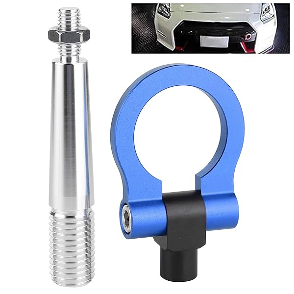 Aramox Aramox Screw-on Tow Hook for JDM Cars Front Bumper Racing Towing Ring Fit FX35 FX45 FX50 QX7 Blue - View 3 of 9