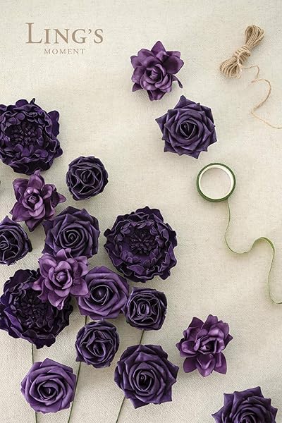 Ling's moment Ling's Moment Artificial Flowers Combo 23pcs Purple Fake Roses Faux Peony Foam for DIY Wedding Bouquets Centerpieces Home Decorations - View 2 of 6