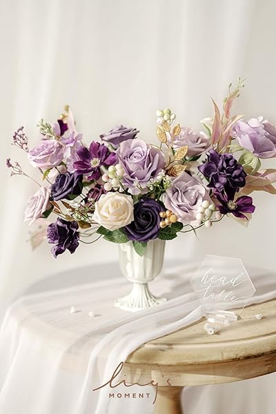 Ling's moment Ling's Moment Artificial Flowers Combo 23pcs Purple Fake Roses Faux Peony Foam for DIY Wedding Bouquets Centerpieces Home Decorations - View 4 of 6