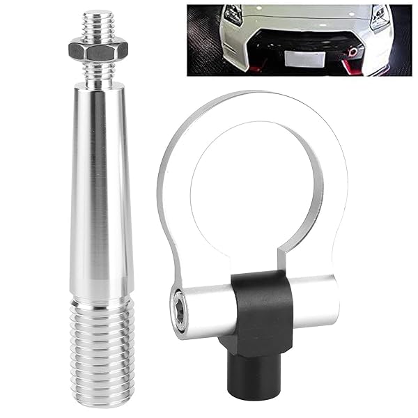 Aramox Aramox Screw-on Tow Hook for JDM Cars Front Bumper Track Racing Towing Ring Compatible with FX35 FX45 FX50 QX7 Silver - View 3 of 9