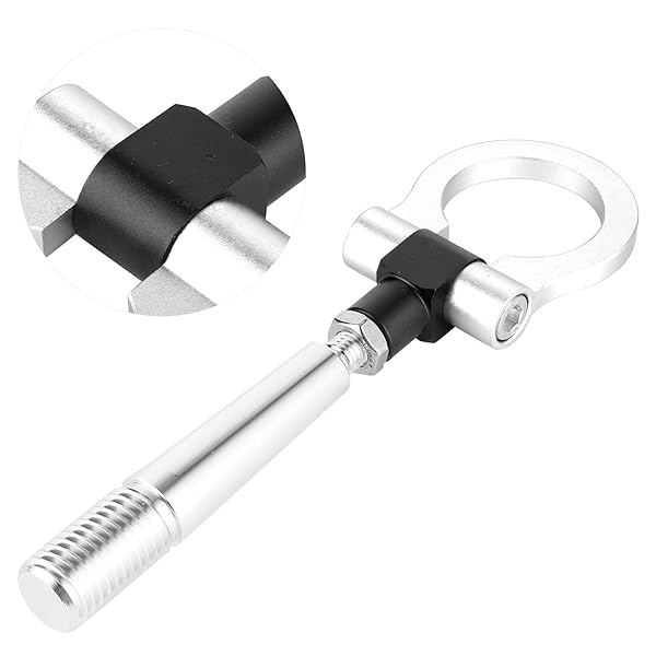Aramox Aramox Screw-on Tow Hook for JDM Cars Front Bumper Track Racing Towing Ring Compatible with FX35 FX45 FX50 QX7 Silver - View 4 of 9