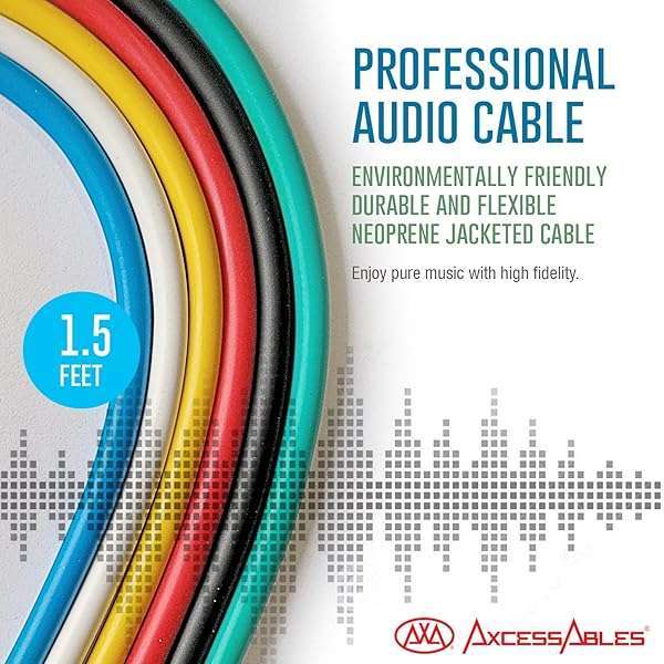 AXA AXCESSABLES AxcessAbles 1/4 TRS Multi-Color Stereo Patch Cables 6-Pack for Studio & Effects (1.5ft) - View 5 of 10