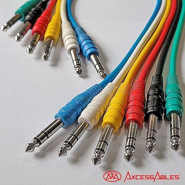 AXA AXCESSABLES AxcessAbles 1/4 TRS Multi-Color Stereo Patch Cables 6-Pack for Studio & Effects (1.5ft) - View 9 of 10