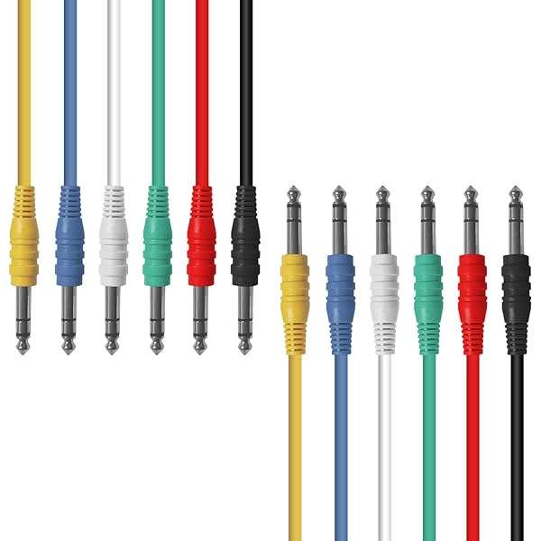 AXA AXCESSABLES AxcessAbles 1/4 TRS Multi-Color Stereo Patch Cables 6-Pack for Studio & Effects (1.5ft) - View 3 of 10