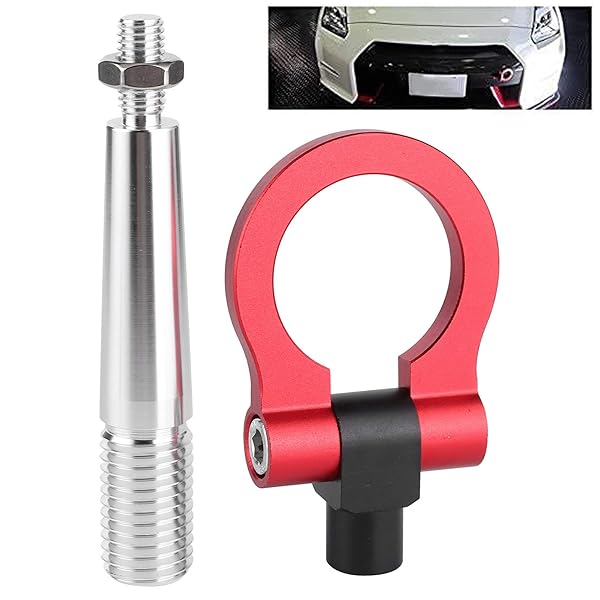 Aramox Aramox Screw-on Tow Hook for JDM Cars Front Bumper Racing Towing Ring Fit FX35 FX45 FX50 QX7 Red - View 2 of 9