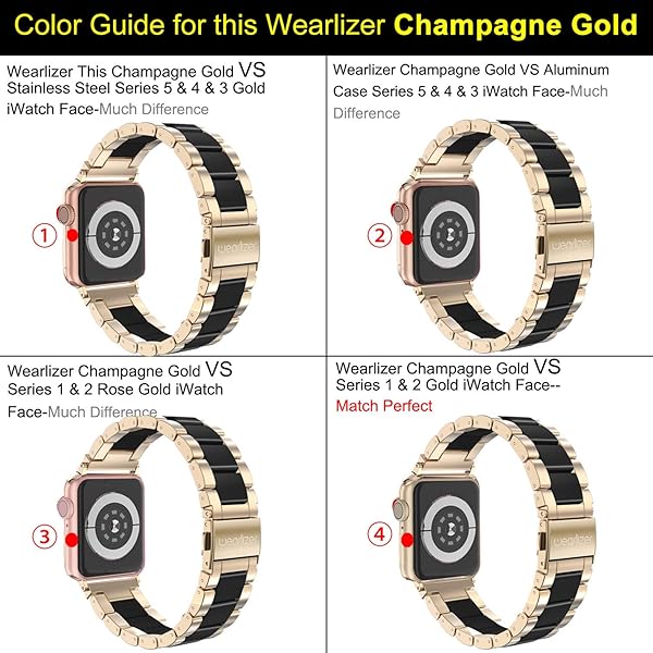 Wearlizer Wearlizer Stainless Steel Champagne Wristband for Apple Watch 42-49mm Women's Classic Strap Replacement Bracelet - View 2 of 6